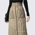 Thermo padded winter long skirt Recycled polyester quilted straight skirt Non-baggy look quilted winter skirt